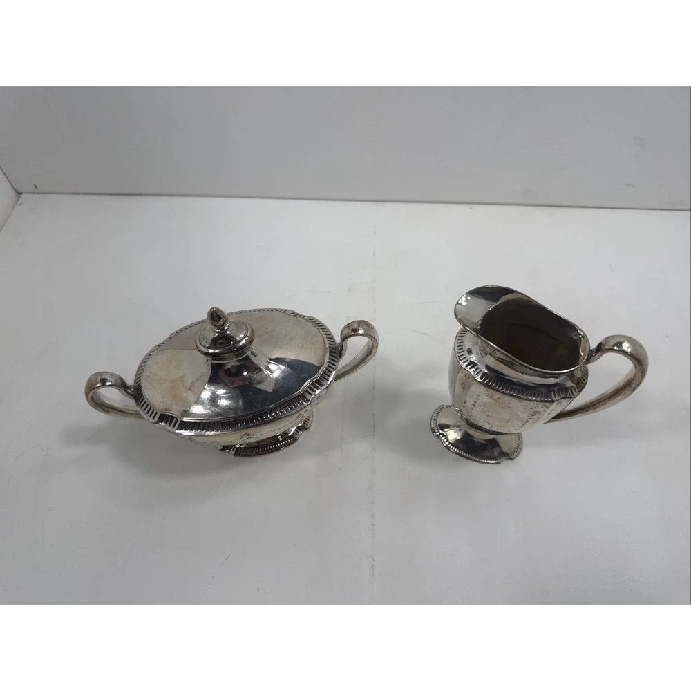 Antique‎ Community Plate Silverplated Lidded Sugar Creamer Pair 3pc. Rare